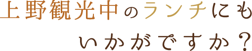 上野観光中のランチにもいかがですか？